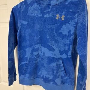 Under Armour Blue Camo Hoodie Youth Large Loose Fit
